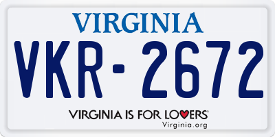 VA license plate VKR2672