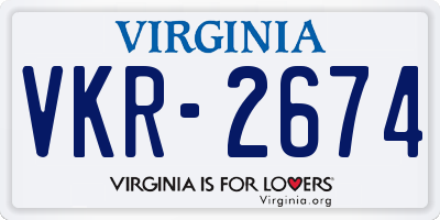 VA license plate VKR2674