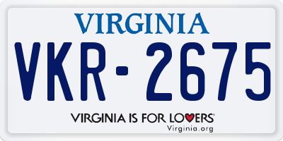 VA license plate VKR2675