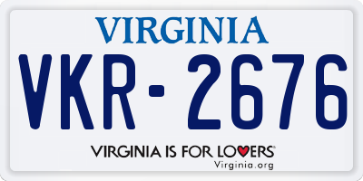 VA license plate VKR2676