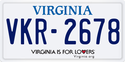 VA license plate VKR2678