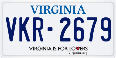 VA license plate VKR2679