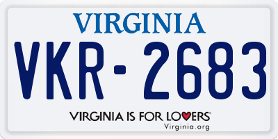 VA license plate VKR2683