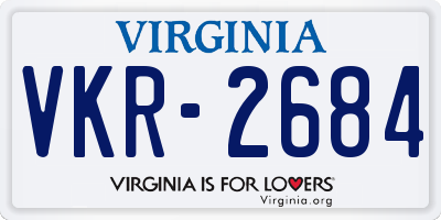 VA license plate VKR2684