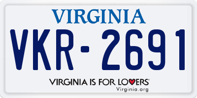 VA license plate VKR2691