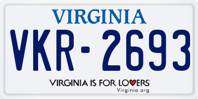 VA license plate VKR2693