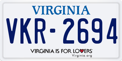 VA license plate VKR2694