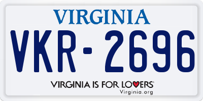 VA license plate VKR2696