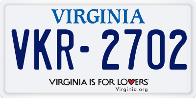VA license plate VKR2702