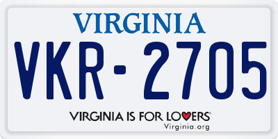 VA license plate VKR2705