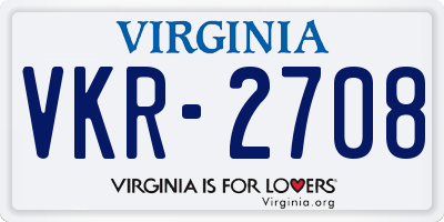 VA license plate VKR2708