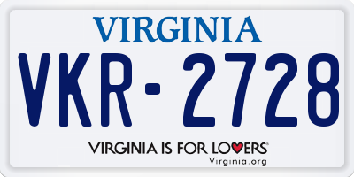 VA license plate VKR2728