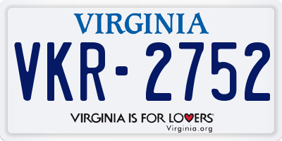 VA license plate VKR2752