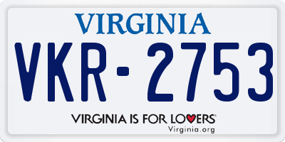 VA license plate VKR2753