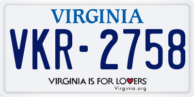 VA license plate VKR2758