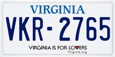 VA license plate VKR2765