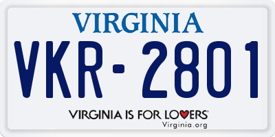 VA license plate VKR2801