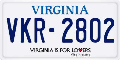 VA license plate VKR2802