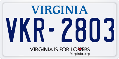 VA license plate VKR2803