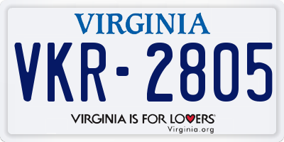 VA license plate VKR2805