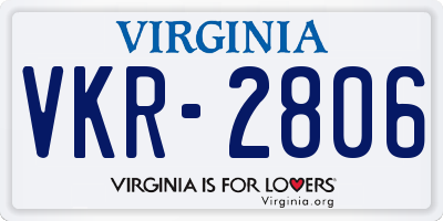 VA license plate VKR2806