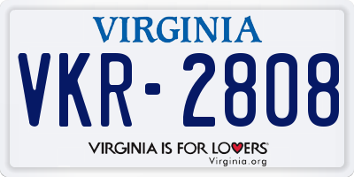 VA license plate VKR2808