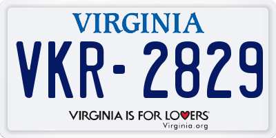 VA license plate VKR2829
