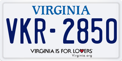 VA license plate VKR2850