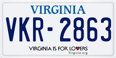 VA license plate VKR2863
