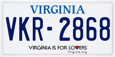 VA license plate VKR2868