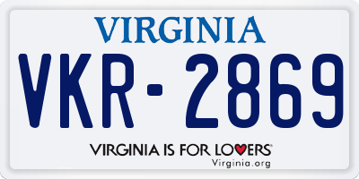 VA license plate VKR2869