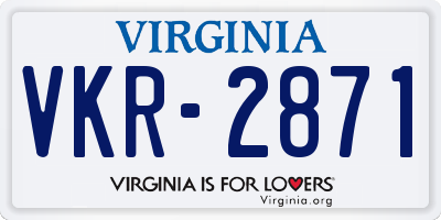 VA license plate VKR2871