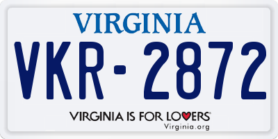 VA license plate VKR2872