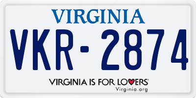VA license plate VKR2874