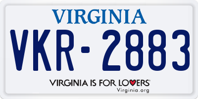 VA license plate VKR2883