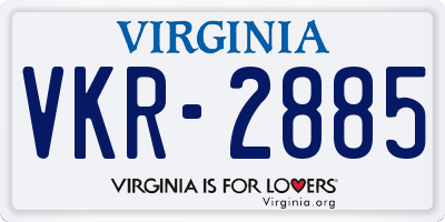 VA license plate VKR2885