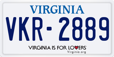 VA license plate VKR2889