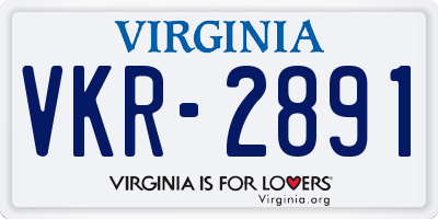 VA license plate VKR2891