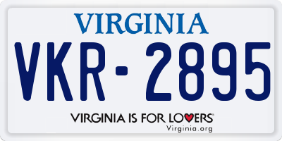 VA license plate VKR2895