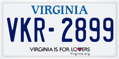 VA license plate VKR2899