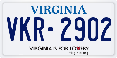 VA license plate VKR2902