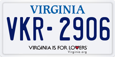 VA license plate VKR2906