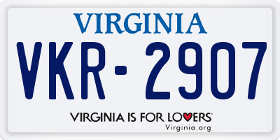 VA license plate VKR2907