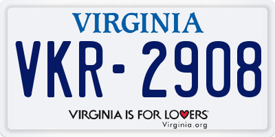 VA license plate VKR2908