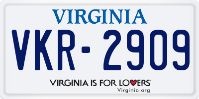 VA license plate VKR2909