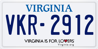 VA license plate VKR2912