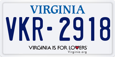 VA license plate VKR2918