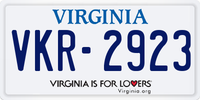 VA license plate VKR2923