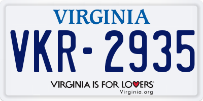 VA license plate VKR2935