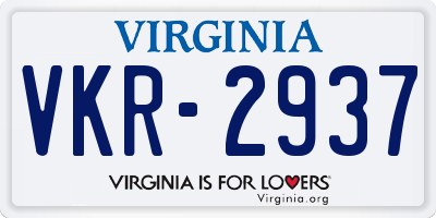 VA license plate VKR2937